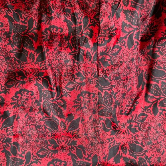 Red Quilted Puffer Jacket Sz S Black Fur Trim Floral Outdoor Winter Gorp Utility - Picture 9 of 14